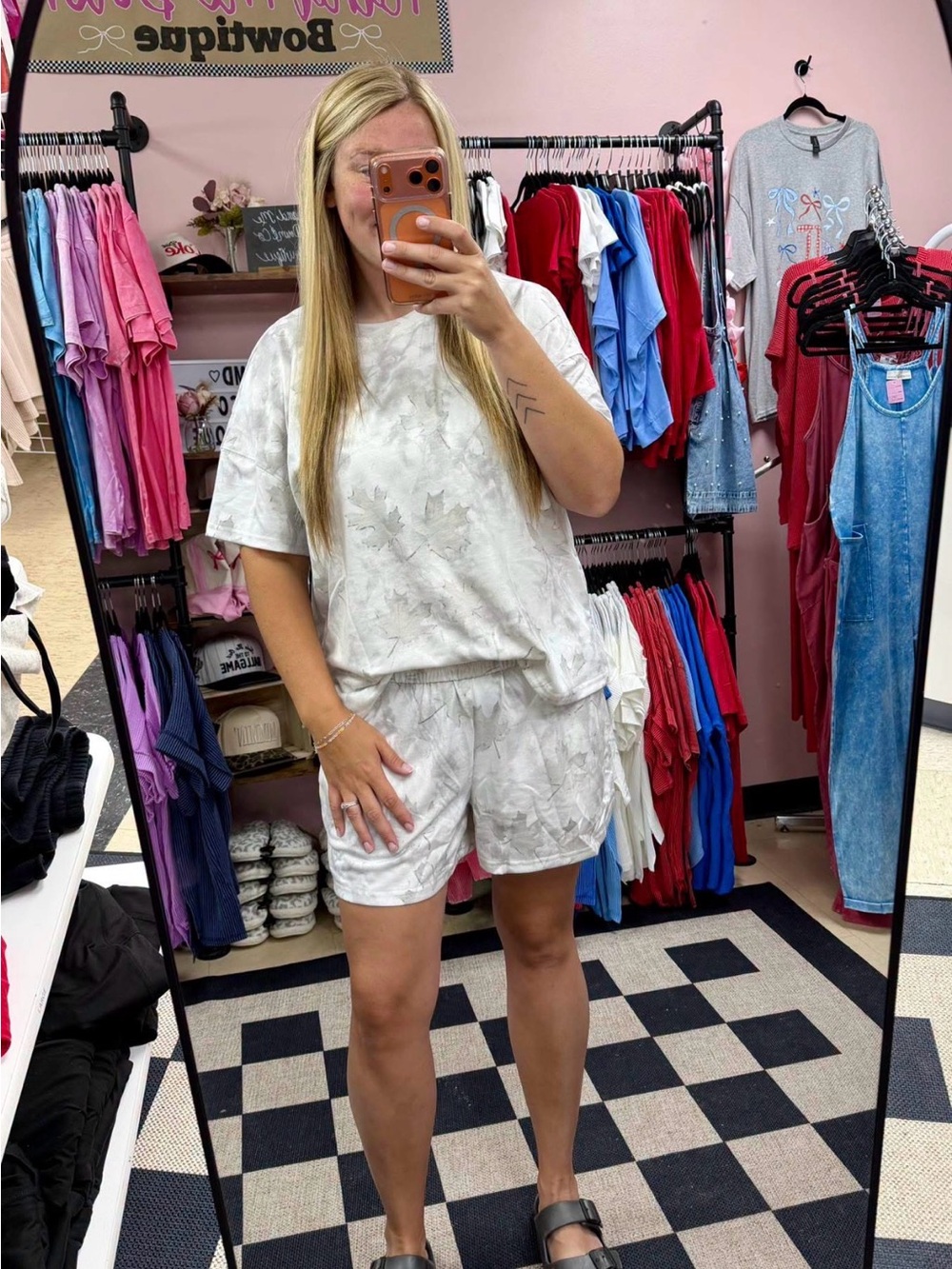 Zenana Outfitters Women's Camo Short Set - White/Cream